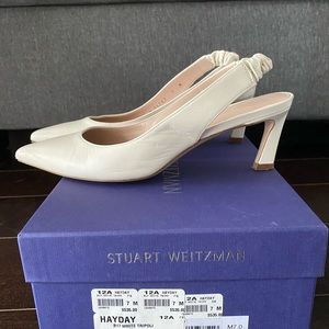Stuart Weitzman White Slingback Herls